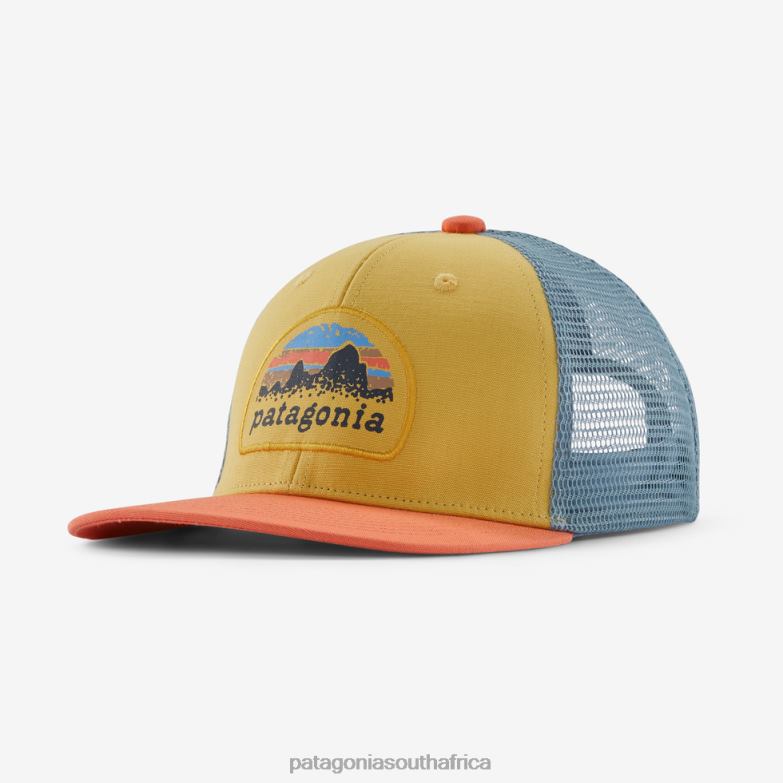 Children Trucker Hat Skyline Stencil: Surfboard Yellow Patagonia Accessories P6ZJ62704