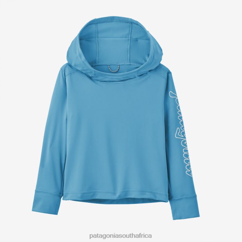 Children Capilene Silkweight UPF Hoody Fitz Script: Lago Blue Patagonia Apparel P6ZJ62673