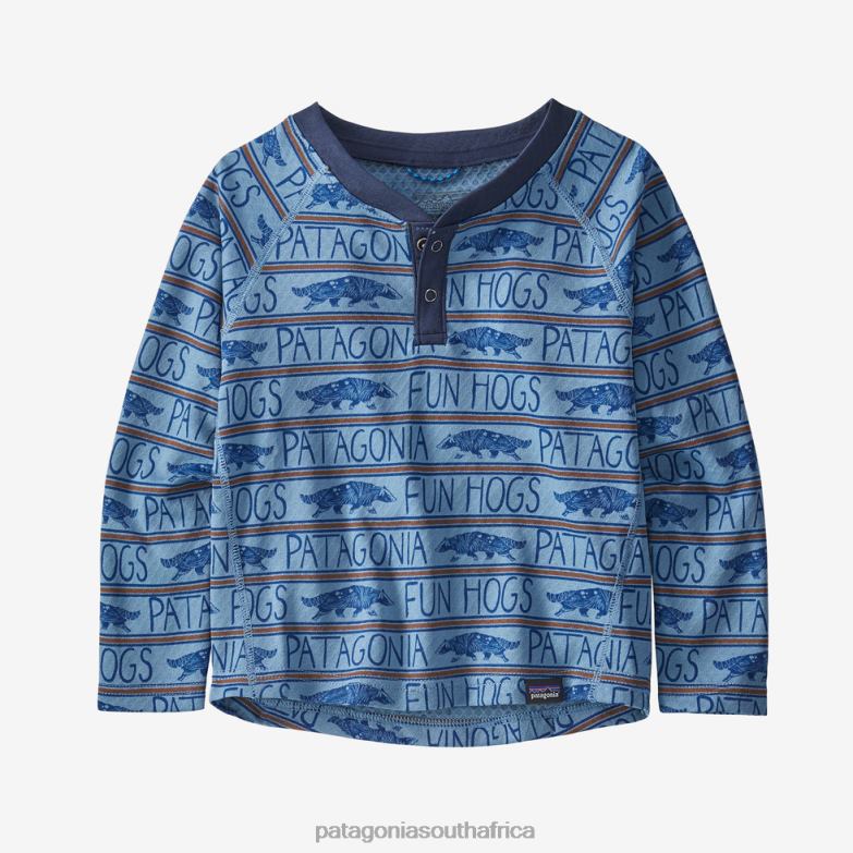 Children Capilene Midweight Henley Badgerhogging: Pigeon Blue Patagonia Apparel P6ZJ62866