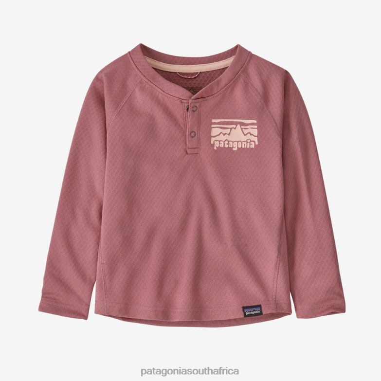 Children Capilene Midweight Henley Fitz Roy Rambler: Light Star Pink Patagonia Apparel P6ZJ62865