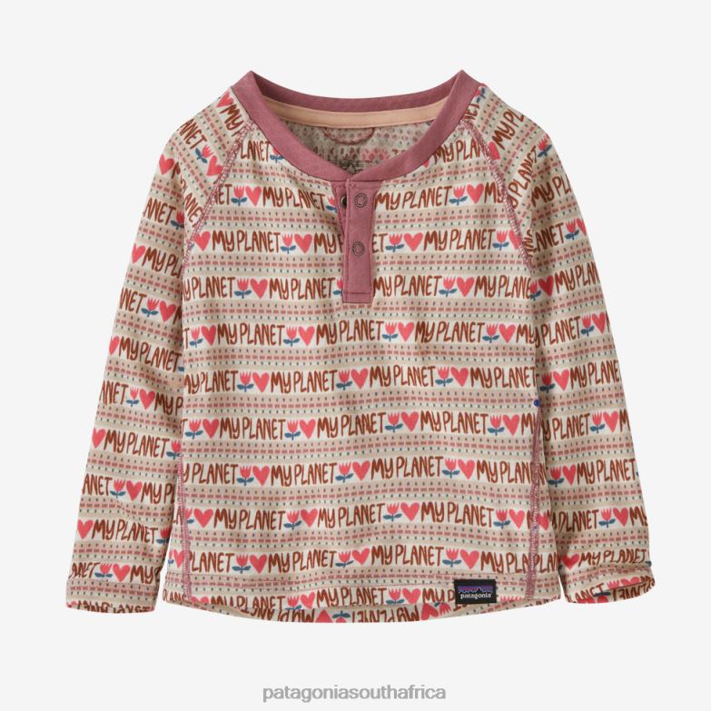 Children Capilene Midweight Henley Planet Hearts: Light Star Pink Patagonia Apparel P6ZJ62868