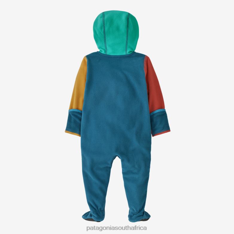 Children Infant Micro D Fleece Bunting Wavy Blue Patagonia Apparel P6ZJ62841