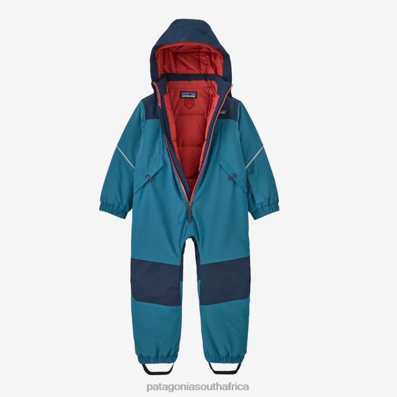 Children Snow Pile One-Piece Wavy Blue Patagonia Apparel P6ZJ62903