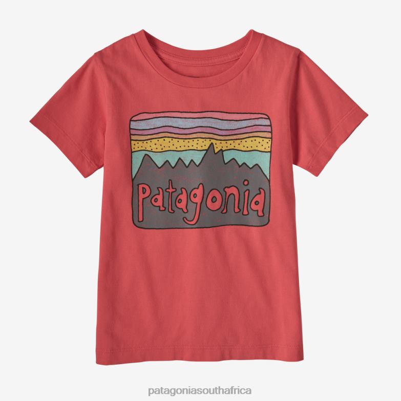 Children Regenerative Organic Certified Cotton Fitz Roy Skies T-Shirt Coral Patagonia Apparel P6ZJ62782