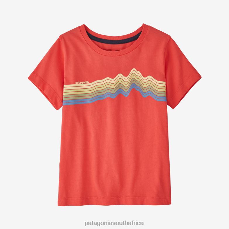 Children Regenerative Organic Certified Cotton Graphic T-Shirt Ridge Rise Stripe: Coral Patagonia Apparel P6ZJ62737