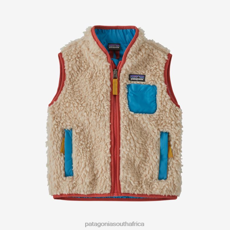 Children Retro-X Fleece Vest Dark Natural w/Anacapa Blue Patagonia Apparel P6ZJ62818
