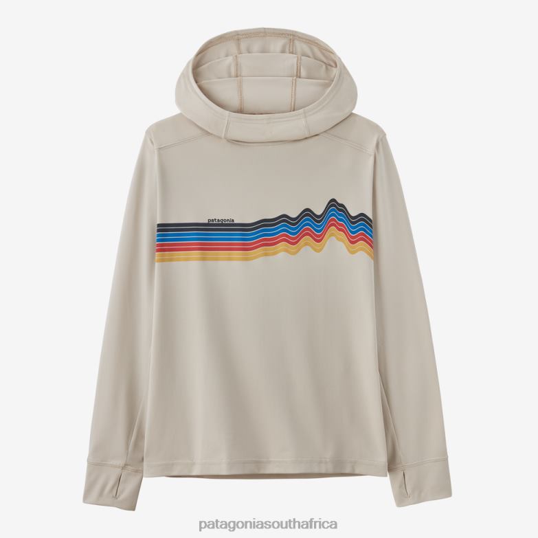 Children Capilene Silkweight UPF Hoody Ridge Rise Stripe: Pumice Patagonia Apparel P6ZJ62948