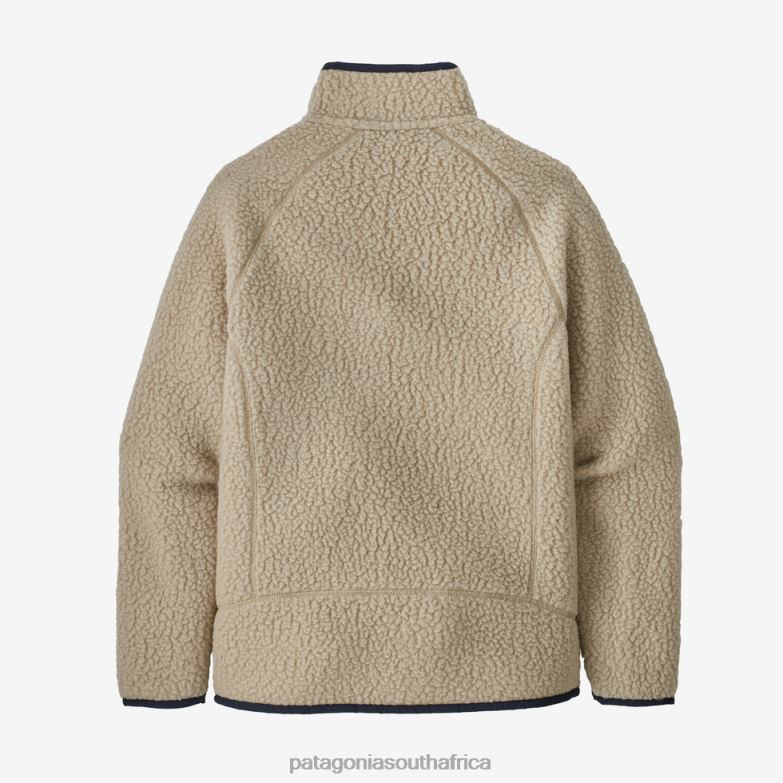 Children Retro Pile Fleece Jacket New Navy w/Light Plume Grey Patagonia Apparel P6ZJ63042