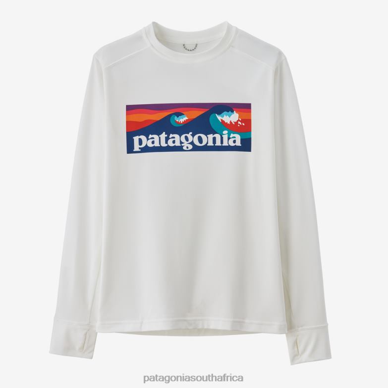 Children Long-Sleeved Capilene Silkweight UPF T-Shirt Boardshort Logo: White Patagonia Apparel P6ZJ62914