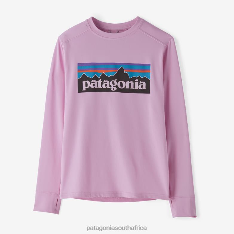 Children Long-Sleeved Capilene Silkweight UPF T-Shirt P-6 Logo: Dragon Purple Patagonia Apparel P6ZJ62915