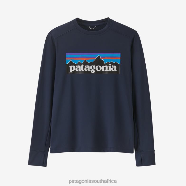 Children Long-Sleeved Capilene Silkweight UPF T-Shirt P-6 Logo: New Navy Patagonia Apparel P6ZJ62916