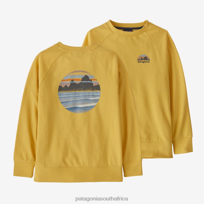Children Lightweight Crew Sweatshirt Skyline Stencil: Surfboard Yellow Patagonia Apparel P6ZJ63172