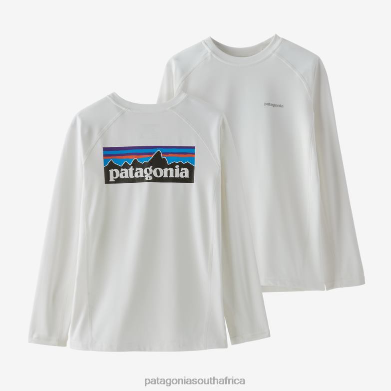 Children Long-Sleeved Capilene Silkweight UPF Rashguard P-6 Logo: White Patagonia Apparel P6ZJ63029