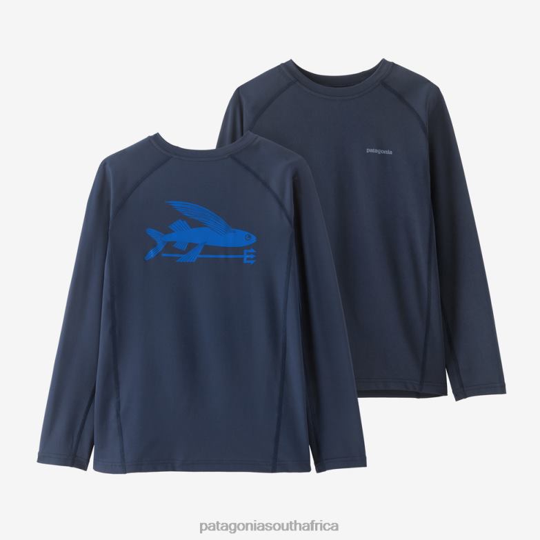 Children Long-Sleeved Capilene Silkweight UPF Rashguard Primavera: Lago Blue Patagonia Apparel P6ZJ63030