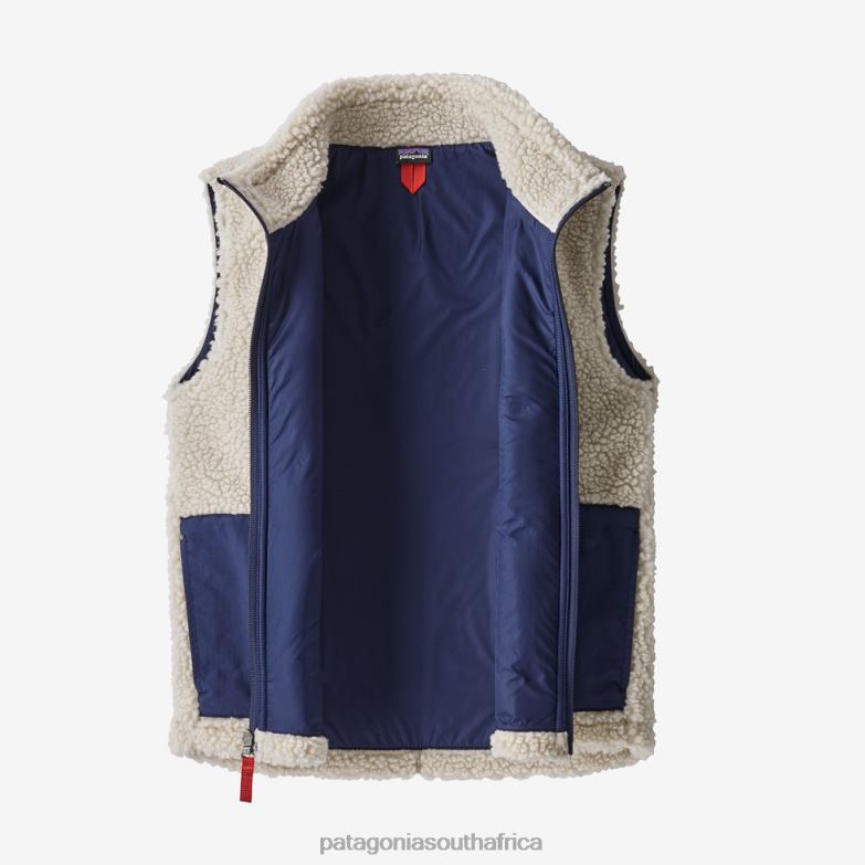 Children Retro-X Fleece Vest Natural w/Classic Navy Patagonia Apparel P6ZJ63144