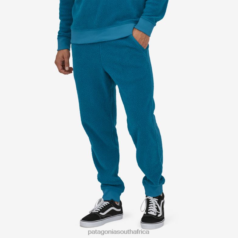 Men Shearling Fleece Pants Wavy Blue Patagonia Apparel P6ZJ61833