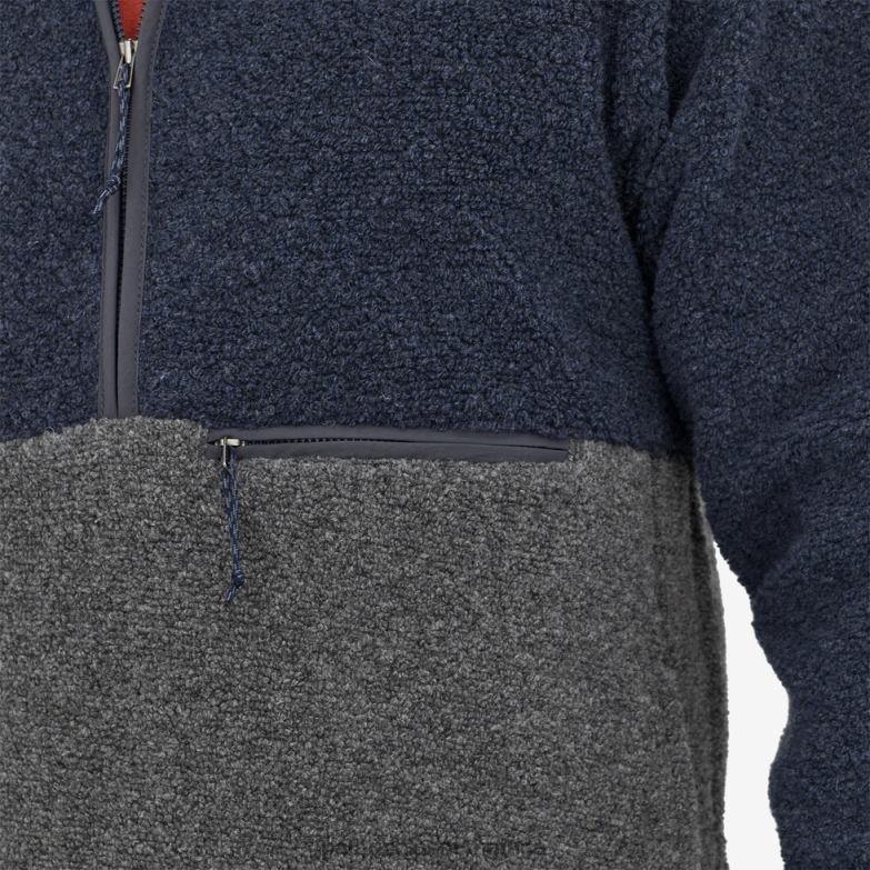 Men Reclaimed Fleece Pullover Ink Black Patagonia Apparel P6ZJ61834