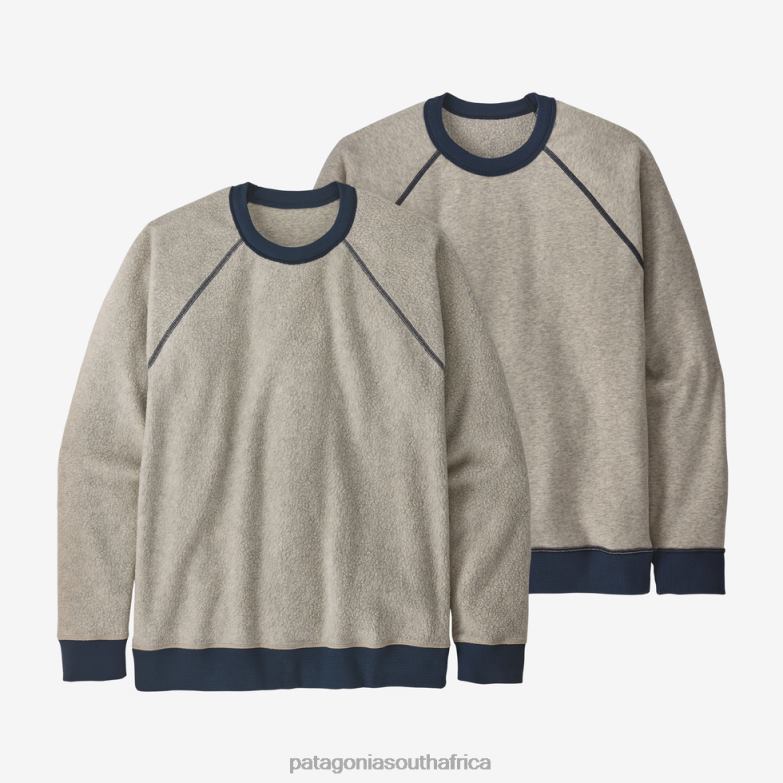 Men Reversible Shearling Fleece Crew Oatmeal Heather Patagonia Apparel P6ZJ61827