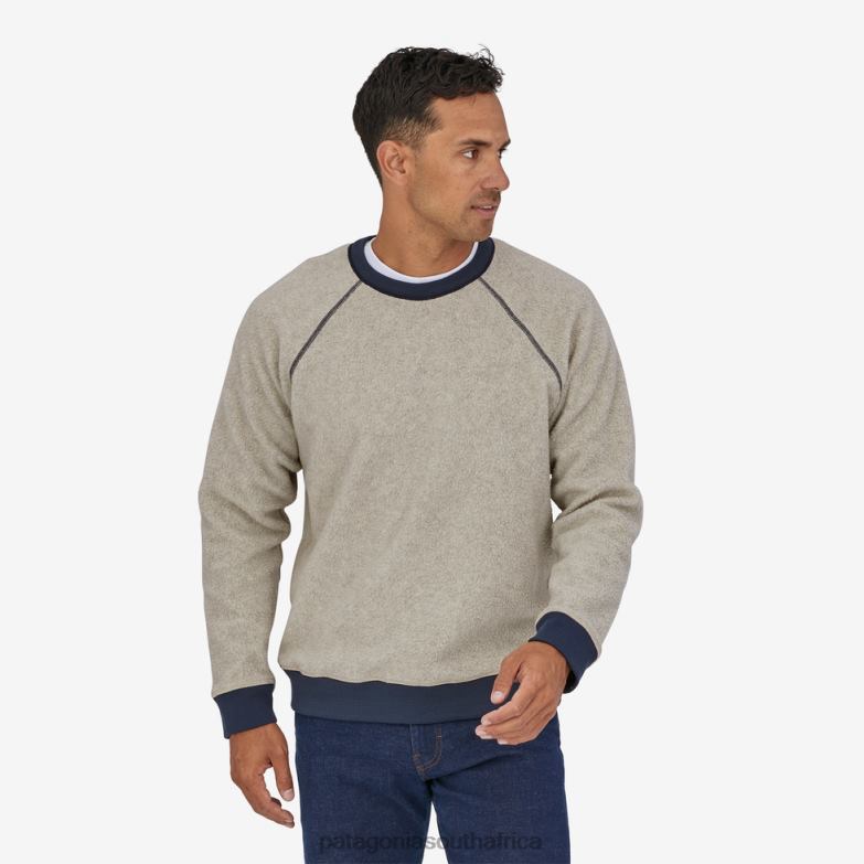 Men Reversible Shearling Fleece Crew Oatmeal Heather Patagonia Apparel P6ZJ61827