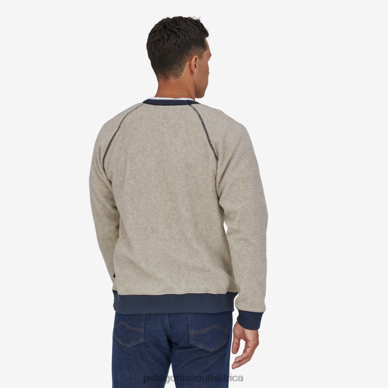 Men Reversible Shearling Fleece Crew Oatmeal Heather Patagonia Apparel P6ZJ61827