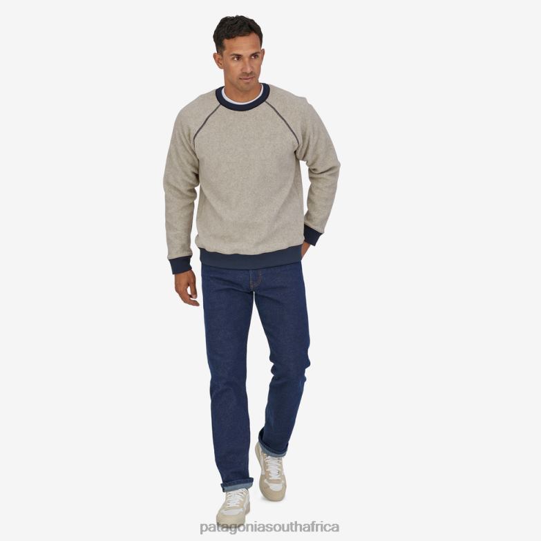 Men Reversible Shearling Fleece Crew Oatmeal Heather Patagonia Apparel P6ZJ61827