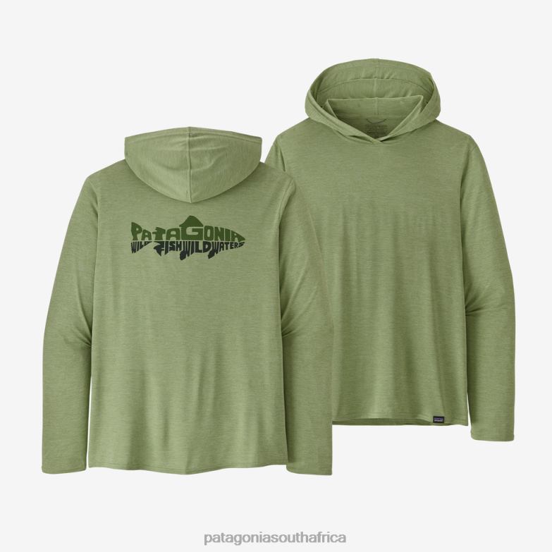 Men Capilene Cool Daily Graphic Hoody-Relaxed Fit Wild Waterline: Salvia Green X-Dye Patagonia Apparel P6ZJ61765