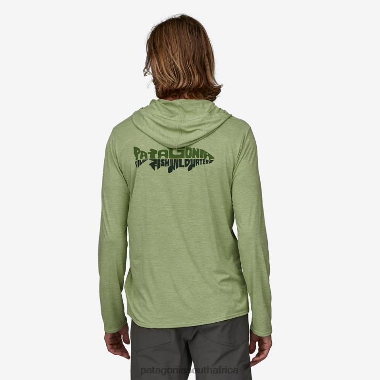 Men Capilene Cool Daily Graphic Hoody-Relaxed Fit Wild Waterline: Salvia Green X-Dye Patagonia Apparel P6ZJ61765