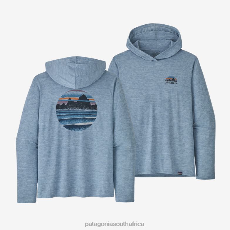 Men Capilene Cool Daily Graphic Hoody Skyline Stencil: Steam Blue X-Dye Patagonia Apparel P6ZJ61770