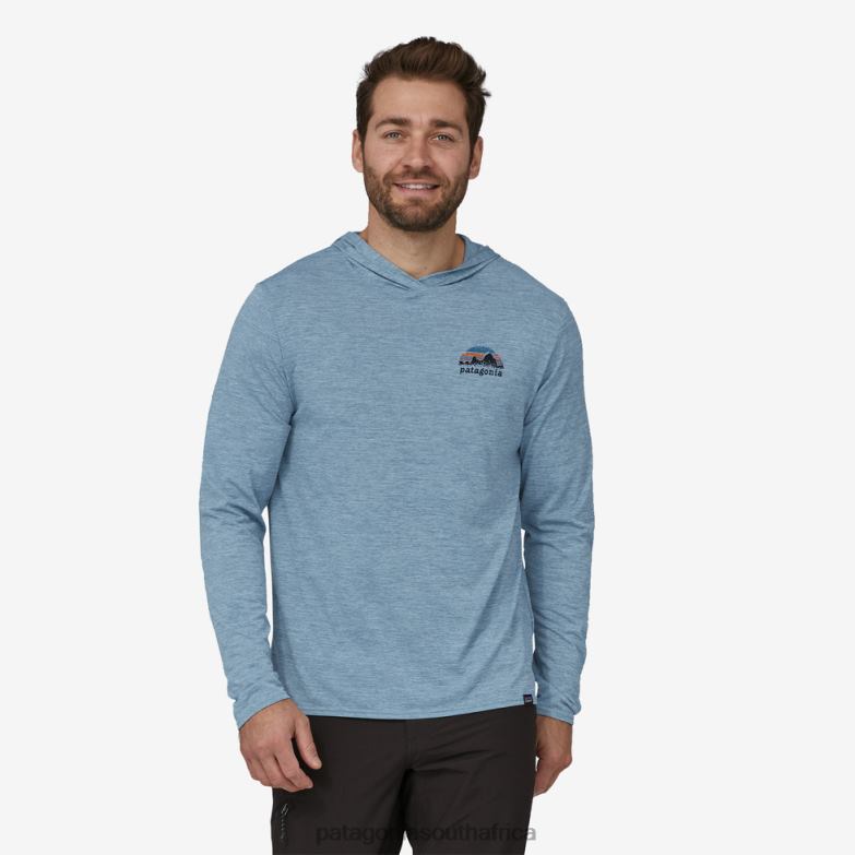 Men Capilene Cool Daily Graphic Hoody Skyline Stencil: Steam Blue X-Dye Patagonia Apparel P6ZJ61770