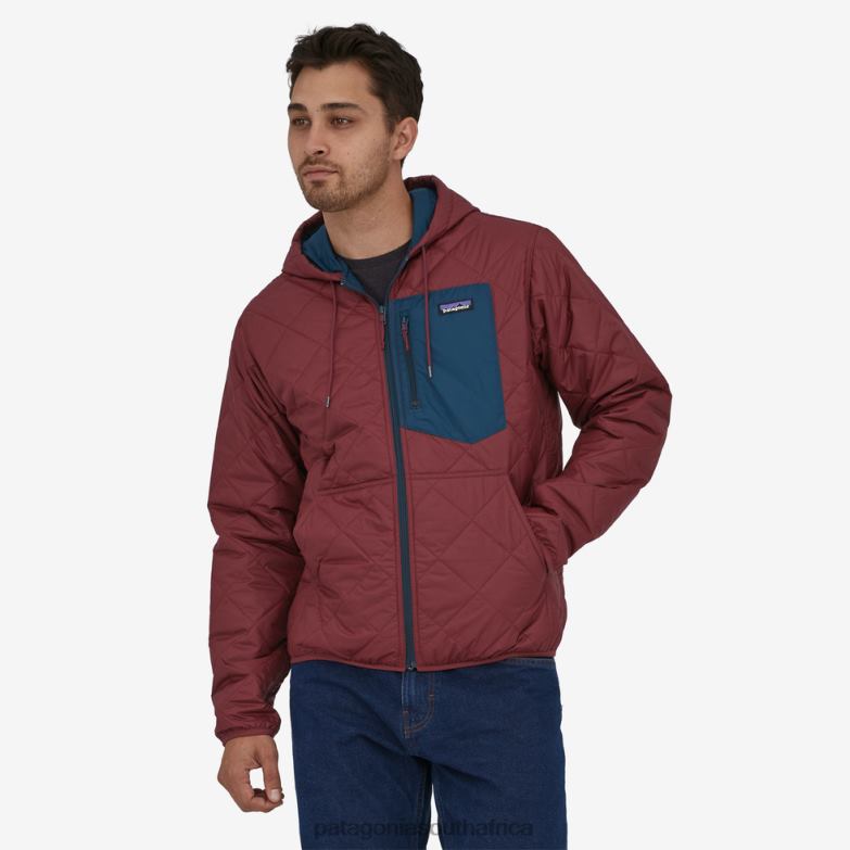 Men Diamond Quilted Bomber Hoody Sequoia Red Patagonia Apparel P6ZJ61488