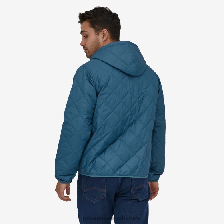 Men Diamond Quilted Bomber Hoody Wavy Blue Patagonia Apparel P6ZJ61487