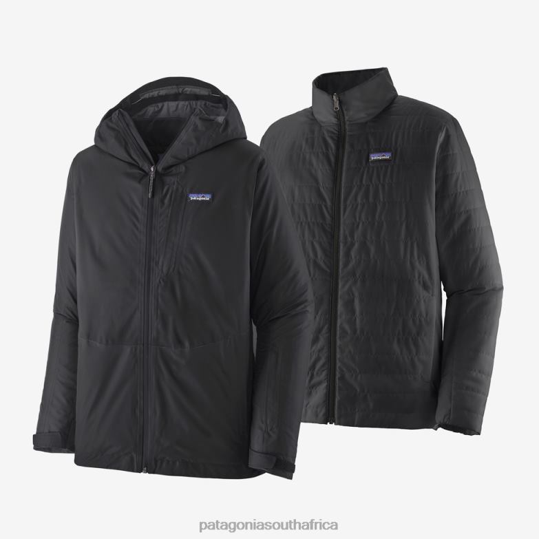 Men 3-in-1 Powder Town Jacket Black Patagonia Apparel P6ZJ61723