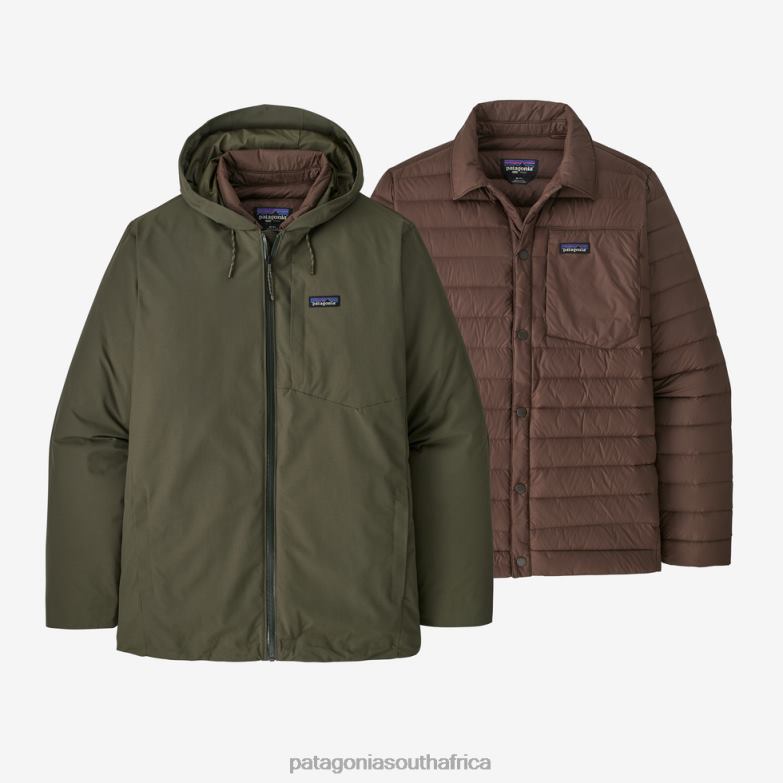 Men Downdrift 3-in-1 Jacket Basin Green Patagonia Apparel P6ZJ61690