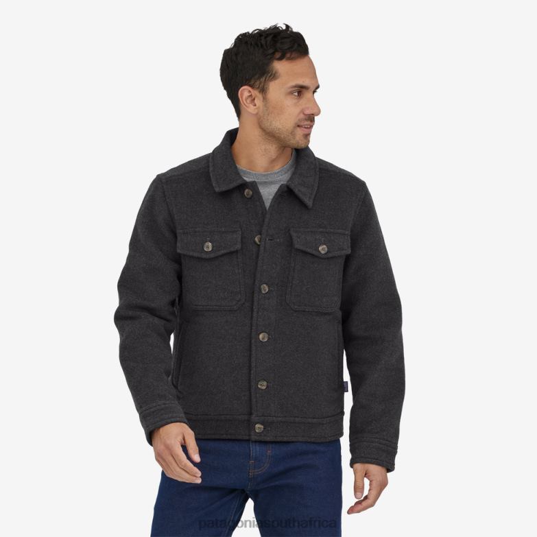 Men Melton Wool Trucker Jacket Peak Plaid: New Navy Patagonia Apparel P6ZJ61726