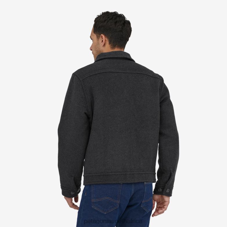 Men Melton Wool Trucker Jacket Peak Plaid: New Navy Patagonia Apparel P6ZJ61726