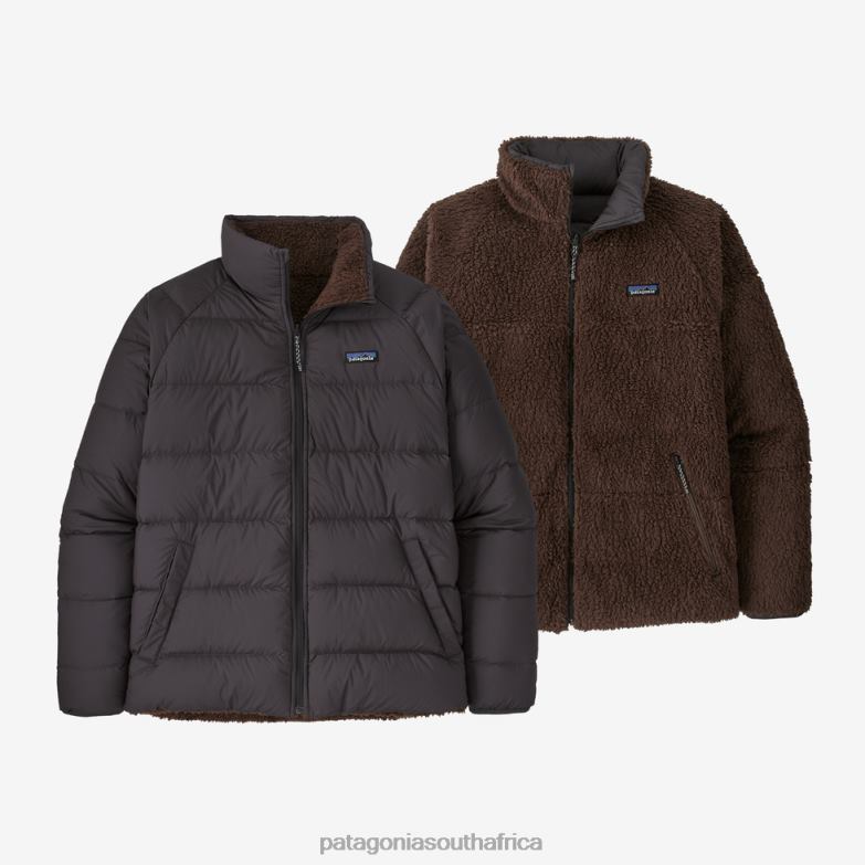 Men Reversible Silent Down Fleece Jacket Ink Black Patagonia Apparel P6ZJ61555