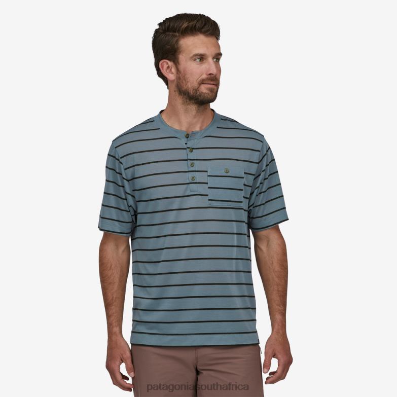 Men Capilene Cool Trail Bike Henley Furrow Stripe: Plume Grey Patagonia Apparel P6ZJ62043