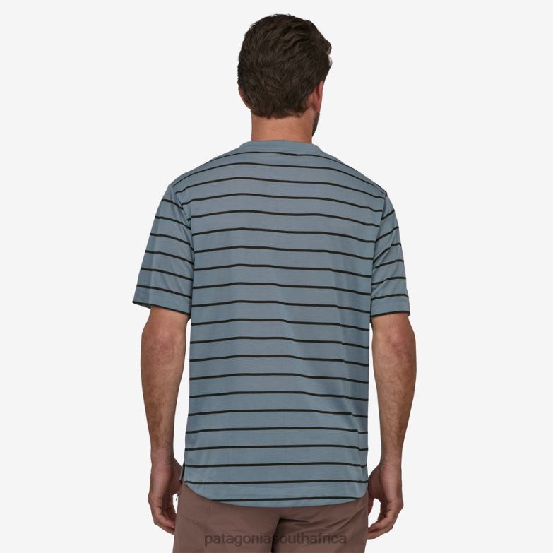 Men Capilene Cool Trail Bike Henley Furrow Stripe: Plume Grey Patagonia Apparel P6ZJ62043