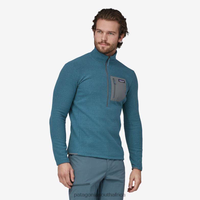 Men R1 Air Zip-Neck Wavy Blue Patagonia Apparel P6ZJ61591