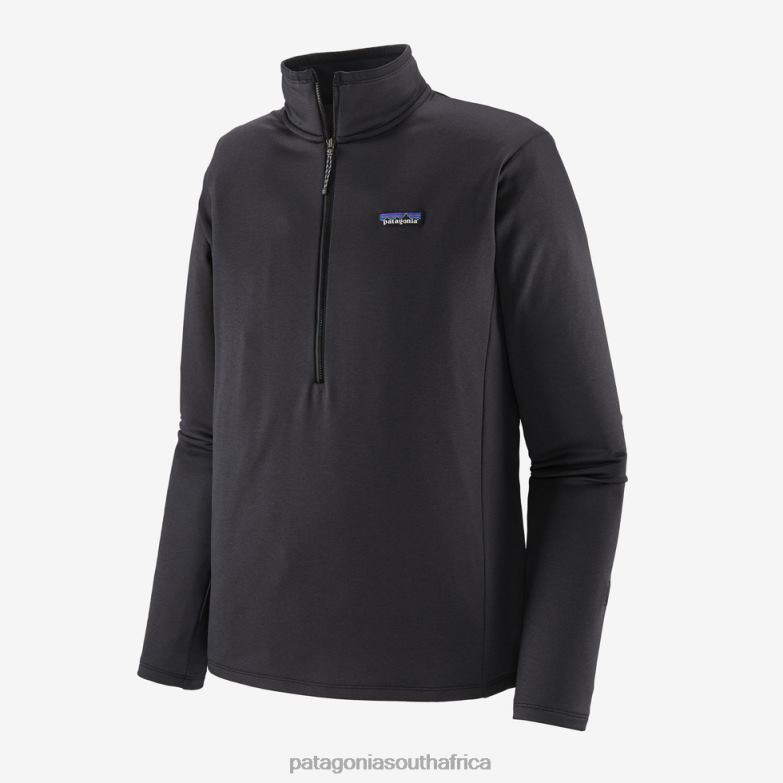 Men R1 Daily Zip-Neck Ink Black - Black X-Dye Patagonia Apparel P6ZJ61625