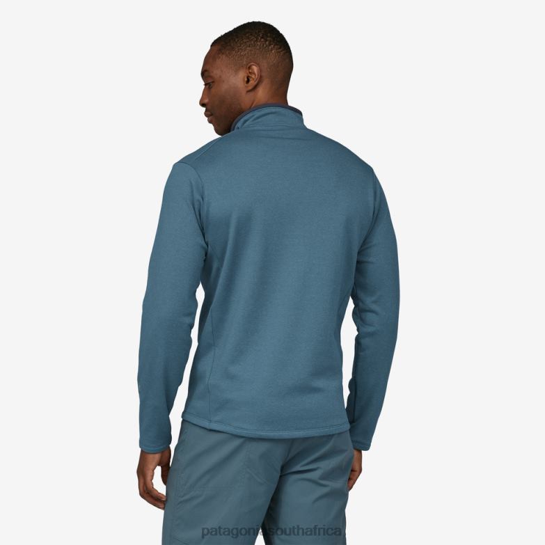 Men R1 Daily Zip-Neck Wavy Blue - Light Plume Grey X-Dye Patagonia Apparel P6ZJ61624