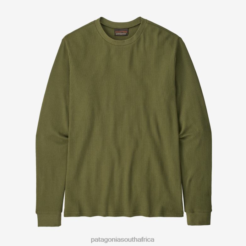 Men Work Waffle Crew Wyoming Green Patagonia Apparel P6ZJ62204