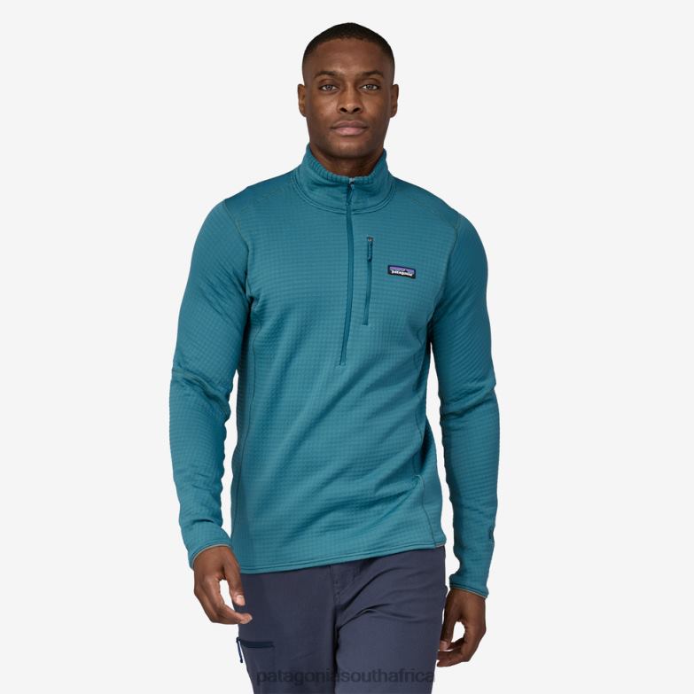 Men R1 Fleece Pullover Wavy Blue Patagonia Apparel P6ZJ61576