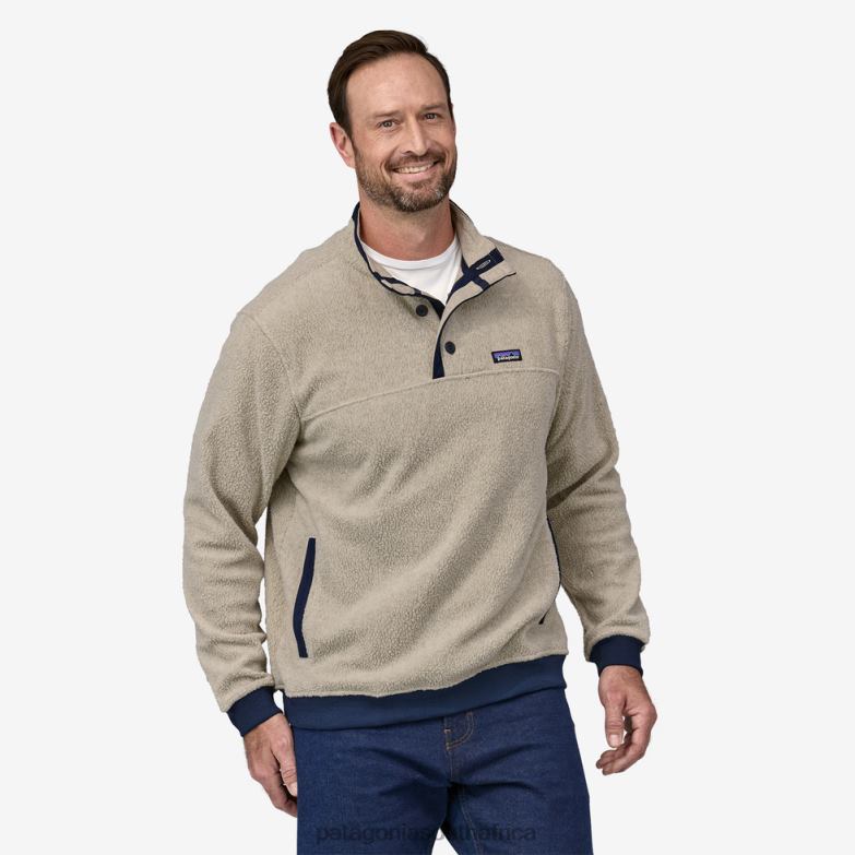 Men Shearling Button Fleece Pullover Natural Patagonia Apparel P6ZJ61595