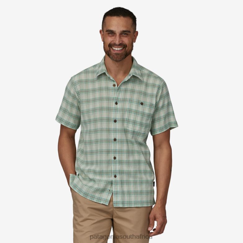 Men A/C Button Up Shirt Breezy Plaid: Early Teal Patagonia Apparel P6ZJ61967