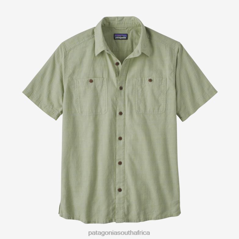 Men Back Step Shirt Rainfall Plaid: Salvia Green Patagonia Apparel P6ZJ61889