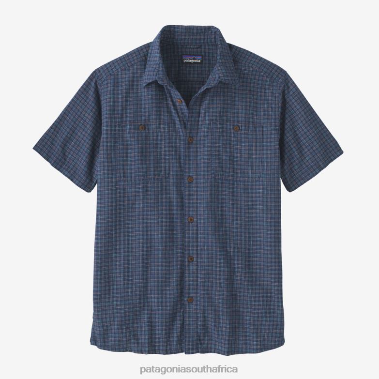 Men Back Step Shirt Rainfall Plaid: Stone Blue Patagonia Apparel P6ZJ61888