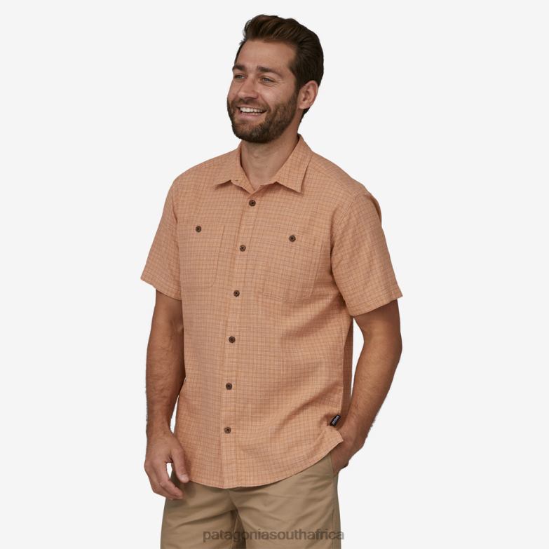 Men Back Step Shirt Rainfall Plaid: Trip Brown Patagonia Apparel P6ZJ61890