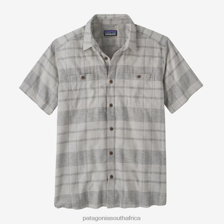 Men Back Step Shirt Shore Plaid: Salt Grey Patagonia Apparel P6ZJ61892
