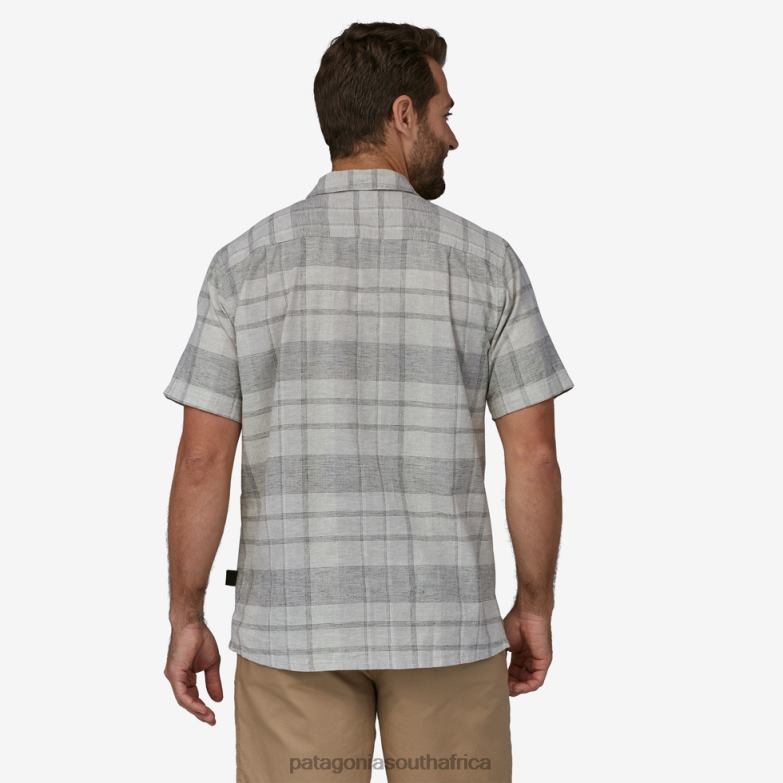 Men Back Step Shirt Shore Plaid: Salt Grey Patagonia Apparel P6ZJ61892